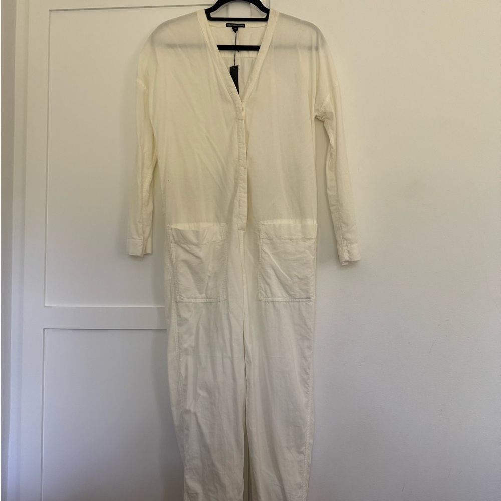 James Perse Cream Long Sleeve Jumpsuit